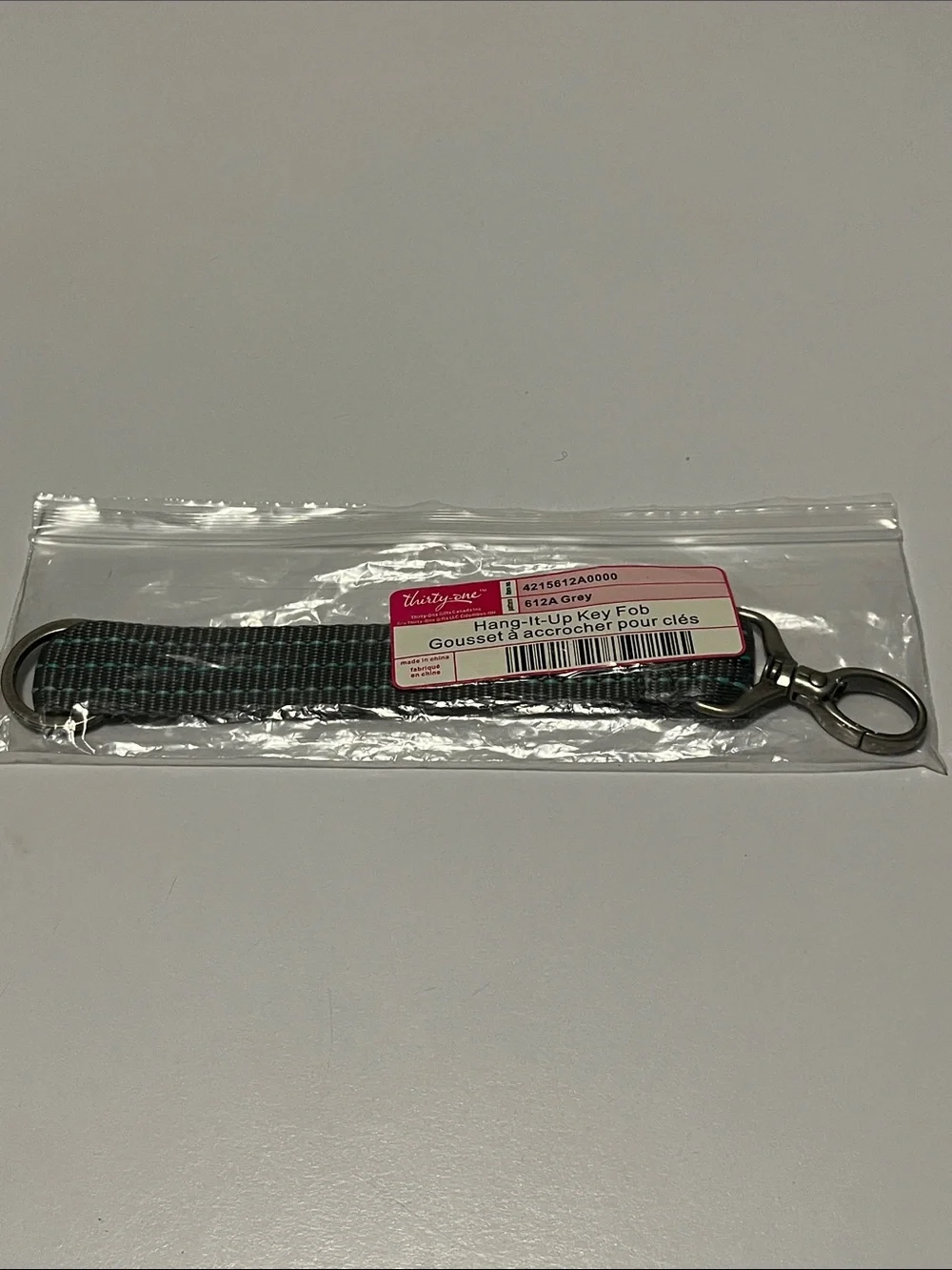 NEW thirty-one Gray Braided Hang-It-Up Key Fob Wristlet